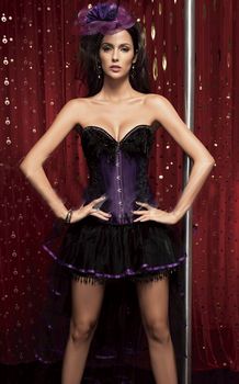 Purple overbust boned corset